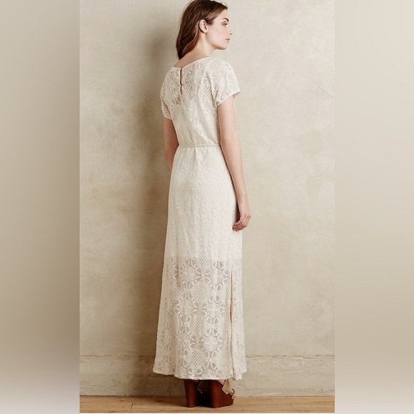 Anthropologie Lilka Bellflower Lace Maxi Dress, Ivory/Cream, Medium Petite - Picture 2 of 9